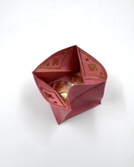 Марокански монетник от естествена кожа в розово