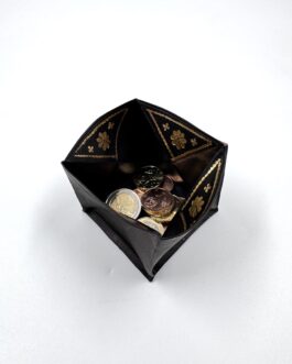 Марокански монетник от естествена кожа в черно