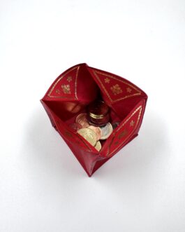 Марокански монетник от естествена кожа в червено