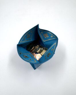 Марокански монетник от естествена кожа в синьо