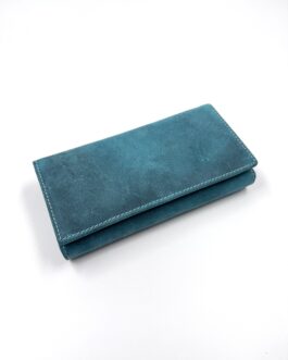 Дамски портфейл от естествена Хънтър кожа в зелено 0796