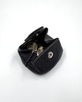 Монетник от естествена кожа в черно 902