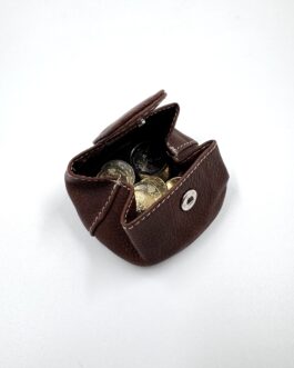 Монетник от естествена кожа в кафяво 902