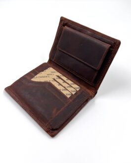 Мъжки портфейл от естествена маслена кожа в кафяво 7406
