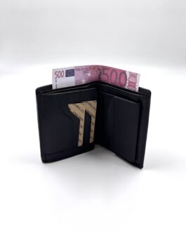 Мъжки портфейл от естествена маслена кожа в черно 7406