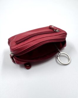 Ключодържател от естествена кожа в червено 0079