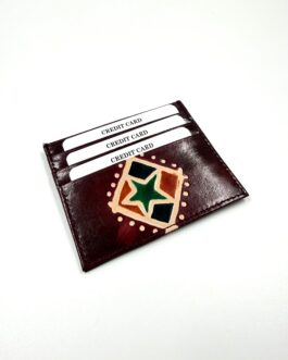 Цветен ръчно изработен картхолдър от естествена кожа 099-1