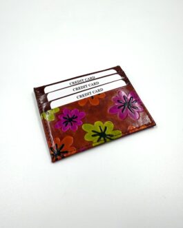 Цветен ръчно изработен картхолдър от естествена кожа 099-5