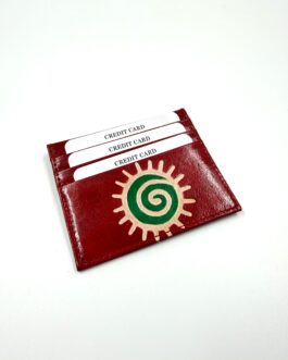 Цветен ръчно изработен картхолдър от естествена кожа 099-8