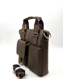 Голяма чанта през рамо от естествена Хънтър кожа в кафяво 6444-1