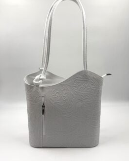 Дамска чанта- раница от естествена кожа в бяло 222 Д