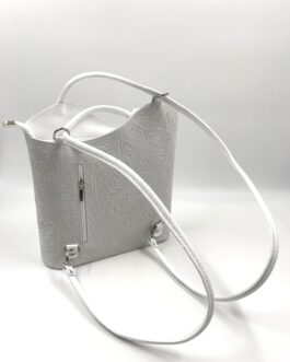Дамска чанта- раница от естествена кожа в бяло 222 Д