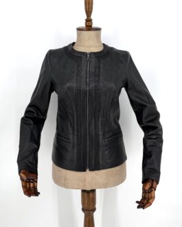 Дамско яке от естествена кожа в черно 077