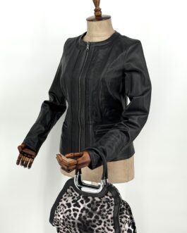 Дамско яке от естествена кожа в черно 077