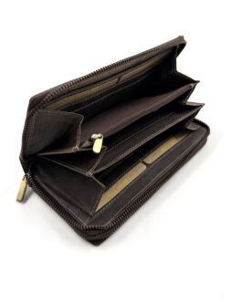 Дамски портфейл от естествена Хънтър кожа в кафяво 10-804