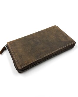 Дамски портфейл от естествена Хънтър кожа в кафяво 10-852