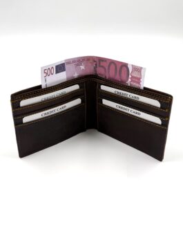 Мъжки портфейл от естествена кожа в тъмнокафяво CK