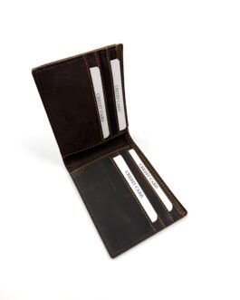 Мъжки портфейл от естествена кожа в тъмнокафяво POLO