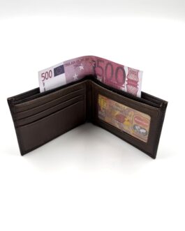 Мъжки портфейл от естествена кожа в тъмнокафяво CAT