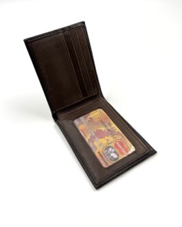 Мъжки портфейл от естествена кожа в тъмнокафяво CAT