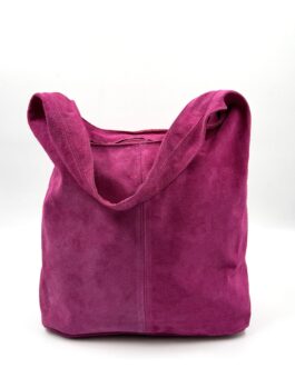 Дамска торба от естествен велур в цвят фуксия 1364