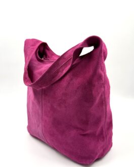 Дамска торба от естествен велур в цвят фуксия 1364