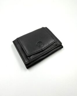 Малък дамски портфейл от естествена кожа в черно 407