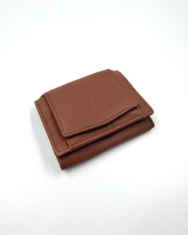 Малък дамски портфейл от естествена кожа в кафяво 407