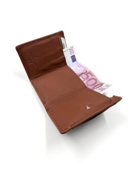 Малък дамски портфейл от естествена кожа в кафяво 407