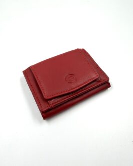 Малък дамски портфейл от естествена кожа в червено 407