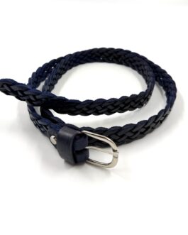 Марокански плетен колан от естествена кожа в тъмносиньо 018