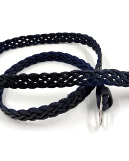 Марокански плетен колан от естествена кожа в тъмносиньо 018