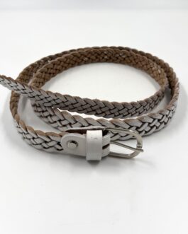 Марокански плетен колан от естествена кожа в бяло 017