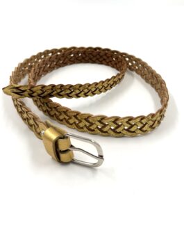 Марокански плетен колан от естествена кожа в златисто 016