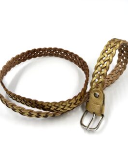 Марокански плетен колан от естествена кожа в златисто 016