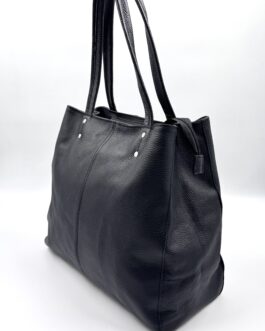 Голяма дамска чанта от естествена кожа в черно 4600