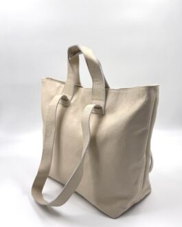 Голяма дамска чанта от естествена кожа в бежово 4500