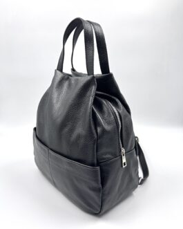 Дамска чанта- раница от естествена кожа в черно 4343