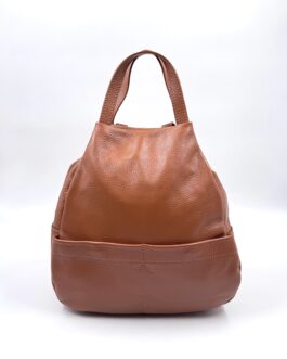 Дамска чанта- раница от естествена кожа в цвят тиква 4343