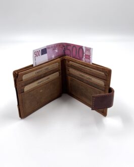 Мъжки портфейл от естествена кожа Хънтър в кафяво 777