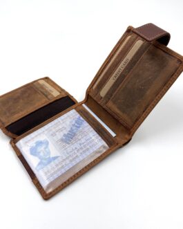 Мъжки портфейл от естествена кожа Хънтър в кафяво 777