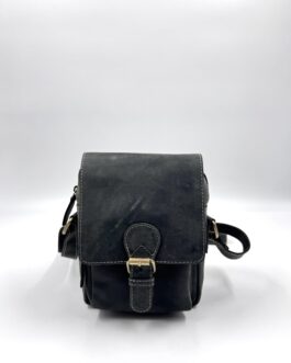 Мъжка малка чанта през рамо от естествена кожа Хънтър в черно 773