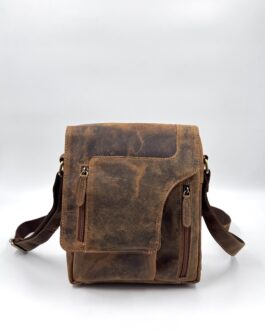 Мъжка чанта през рамо от естествена кожа Hunter в кафяво 0888