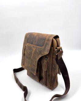 Мъжка чанта през рамо от естествена кожа Hunter в кафяво 0888