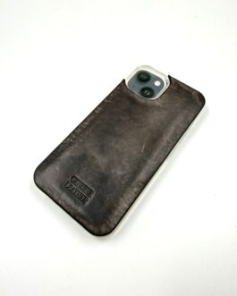Кейс за Iphone 14 от естествена кожа в тъмносиво