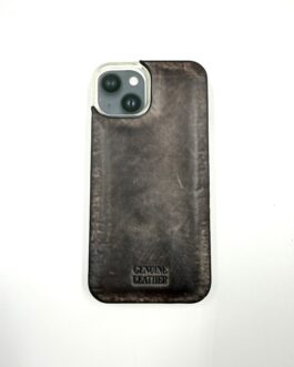 Кейс за Iphone 14 от естествена кожа в тъмносиво