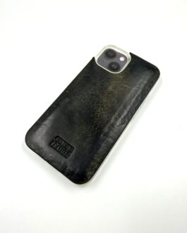 Кейс за Iphone 14 от естествена кожа в цвят олив