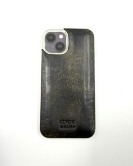Кейс за Iphone 14 от естествена кожа в цвят олив