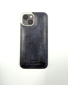 Кейс за Iphone 14 от естествена кожа в тъмносиньо