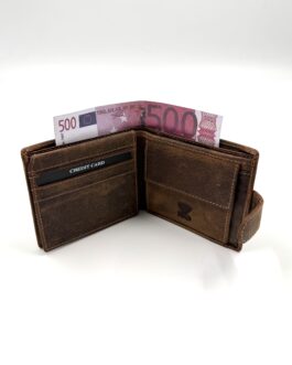 Мъжки кафяв портфейл от естествена кожа Хънтър 10-931